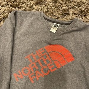 North Face Men's Blue Crew Sweatshirt Size XL Red Logo Very Warm
